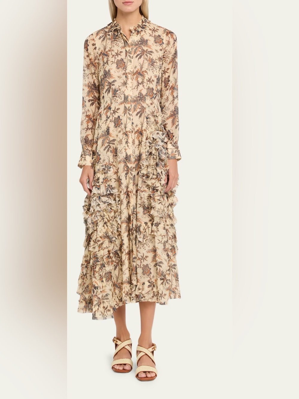 Ulla Johnson Floral Ruffle Shirt Dress